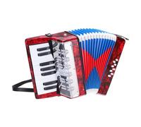 sourcing map Acordeón, 17 teclas, 8 botones de bajo, mini instrumento musical ligero para adultos, principiantes, educativos, color rojo