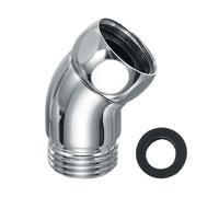 sourcing map Adaptador de codo de brazo de ducha, conector G1/2 de 135°, extensión universal de cabezal de ducha de acero inoxidable para baño, cabezal de mano montado en la pared, color plateado