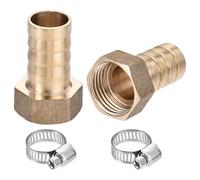 sourcing map Adaptador de conector de latón para manguera de púas de 16 mm x G1/2 hembra con abrazadera de manguera de 13-19 mm, 2 unidades