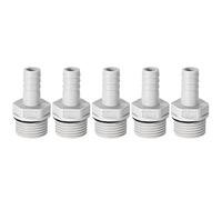 sourcing map Adaptador de conector de manguera de PVC de 10 mm o 25/64 pulgadas con púas x tubo macho G de 1/2 pulgada, 5 piezas