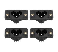 sourcing map Adaptador de enchufe de montaje en panel C6 CA 250 V 2,5 A/5 A 3 pines IEC módulo de entrada enchufe conector de alimentación recto 4 piezas