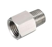 sourcing map Adaptador de Instalación de Tuberías 1/4 G Macho A M14 Hembra, Acero Inoxidable para Medidor de Presión de Aire, Aceite Y Agua