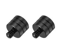 sourcing map Adaptador de soporte de micrófono hembra de 1/4 pulgadas a macho de 1/4 pulgadas de aleación de aluminio, adaptador de tornillo de micrófono para trípode de micrófono, negro, 2 piezas
