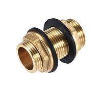 sourcing map - Adaptador de tubo para manguera G3/4 macho, con juntas de silicona, para tanques de agua, latón, tono dorado