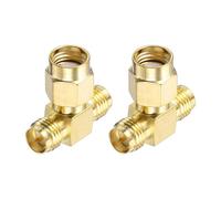 sourcing map Adaptador divisor SMA de 3 vías RP-SMA macho a hembra doble, convertidor de 50 ohmios para antenas, monitoreo de señal, banco de pruebas, router WiFi, navegación de coche, color dorado