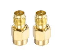 sourcing map Adaptador recto SMA RP-SMA macho a hembra, convertidor de 50 ohmios para antenas, monitoreo de señal, banco de pruebas, router WiFi, navegación de coche, color dorado