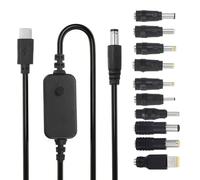 sourcing map Adaptador USB C a DC PD con 10 puntas de conector, 1,18 m, 5 V, 9 V, 12 V, 15 V, 20 V, cable de alimentación tipo C a CC, convertidor de cargador para router, laptop, altavoz