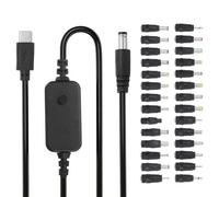 sourcing map Adaptador USB C a DC PD con 28 puntas de conector, 1,18 m, 5 V, 9 V, 12 V, 15 V, 20 V, cable de alimentación tipo C a CC, convertidor de cargador para routers, laptop, altavoz