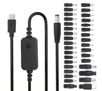 sourcing map Adaptador USB C a DC PD con 34 puntas de conector, 1,18 m, 5 V, 9 V, 12 V, 15 V, 20 V, cable de alimentación tipo C a CC, convertidor de cargador para routers, laptop, altavoz