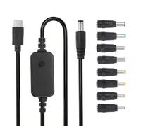sourcing map Adaptador USB C a DC PD con 8 puntas de conector, 1,18 m, 5 V, 9 V, 12 V, 15 V, 20 V, cable de alimentación tipo C a CC, convertidor de cargador para router, laptop, altavoz
