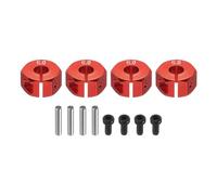 sourcing map Adaptadores hexagonales de aluminio de 12 mm para ruedas, color rojo, 6 mm de grosor con tornillos y pines para piezas de repuesto de coche RC, 4 unidades