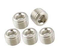 sourcing map Aire 1/4" PT Rosca Macho Conector De Tubería De Cabeza Hexagonal Plateado 5 Piezas