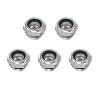 sourcing map Aire Compresor Aceite Nivel Indicador Mirilla Vidrio 3/8" Macho Roscado Aluminio Líquido Indicador Vista Ventana 5uds