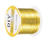 sourcing map Alambre de cobre de calibre 18 de 1 mm para hacer joyas, 1 rollo de alambre de cuentas resistente al deslustre para suministros de fabricación de joyas (dorado) - 15 m
