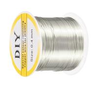 sourcing map Alambre de cobre de calibre 26 de 0,4 mm para hacer joyas, 1 rollo de alambre de cuentas resistente al deslustre para hacer joyas, suministros de bricolaje (plateado) - 100 m