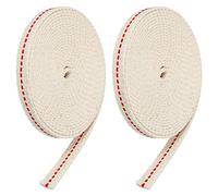 sourcing map Algodón Aceite Lámpara Mecha 9mm Plano Ancho 3 Metros/10 Pies Largo con Roja Puntada para Aceite Linterna Iluminación, 2 Rollos