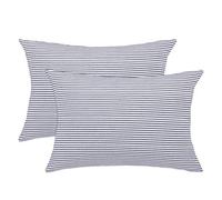 sourcing map Almohada Funda, Cojín Funda Vacaciones Decorativo Algodón Lona Casa Campo Cojines Fundas para Sofá Cama Azul y blanco Paquete de 2/12 "x 20"