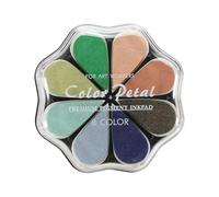 sourcing map Almohadilla de tinta de pétalo, almohadilla de sellos lavable de 4.3 pulgadas para huellas de mano, sellos de goma, álbumes de recortes, manualidades, puente de madera