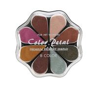 sourcing map Almohadilla de tinta de pétalo, almohadilla de sellos lavable de 4.3 pulgadas para huellas de mano, sellos de goma, álbumes de recortes, manualidades artísticas, caídas nocturnas