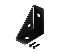 sourcing map Ángulo Esquina Soportes 38mm x 38mm, Frío Laminado Acero Tirantes Unión Soporte para Escritorio Cama Borde Negro 10uds