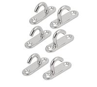 sourcing map Anillo Abierto del Toldo de Vela Rectangular Almohadilla Placa Ojos Acero Inoxidable 304 5mm de Espesor 6pcs