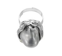 sourcing map Anillo de perlas para mujer, irregularidad, ajustable, anillo de dedo de perlas sintéticas, abierto, vintage, joyería apilable, Acero aleado, Sin piedras preciosas