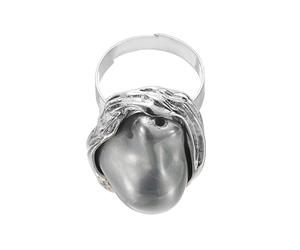 sourcing map Anillo de perlas para mujer, irregularidad, ajustable, anillo de dedo de perlas sintéticas, abierto, vintage, joyería apilable, Acero aleado, Sin piedras preciosas