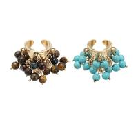 sourcing map Anillo occidental para mujer, ajustable, con borlas, abierto, vintage, apilable, joyería, Acero aleado, Sin piedras preciosas