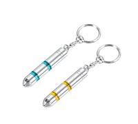 sourcing map Antiestático Llavero Humano Cuerpo/Coche Estático Eliminador Secundario Electricidad Descarga ESD Llavero, Superficie Cromado, Magnético Cabezal. (Azul, Amarillo, 1 Conjunto)