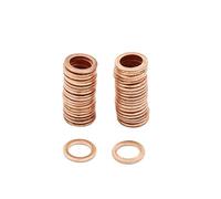 sourcing map Arandelas De Cobre Junta Plana 7Mm 40Pcs para Coche