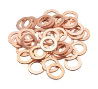 sourcing map Arandelas Planas de Junta de Sellado de Cobre de 10 mm de Diámetro Interno para Tapones de Cárter, Agua, Combustible y Accesorios Hidráulicos. Paquete de 40 Unidades