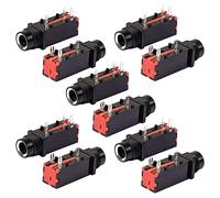 sourcing map Audio 6.35mm 0.6cm 3 Clavijas Mono Jack Panel Montaje PCB Conectores 10 Piezas