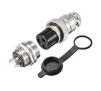 sourcing map Aviación Conector Juego 20mm 3 Terminales 7A 250V, GX20 Impermeable Macho Hembra Conector Accesorios con Enchufe Cubierta Paquete de 2 Juegos
