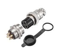 sourcing map Aviación Conector Juego 20mm 4 Terminales 7A 250V, GX20 Impermeable Macho Hembra Conector Accesorios con Enchufe Cubierta Paquete de 5 Juegos