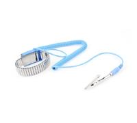 sourcing map Azul Anti-Estático ESD Pulsera Metal Ajustable Conexión a Tierra Pulsera