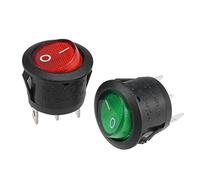 sourcing map Balancín Interruptor Encendido/Apagado 3 Terminal SPST 2 Posición E/S Mini Redondo Botón Palanca Interruptor Rojo Verde Luz AC 250V/10A 125V/12A