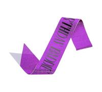 sourcing map Banda de cumpleaños con alfiler, letras de papel de aluminio negro, suministros de decoración para mujeres, regalos de disfraces, dulce día de nacimiento, morado