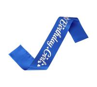 sourcing map Banda de cumpleaños para niñas con alfiler, letras de papel de aluminio plateado, suministros de decoración para mujeres, regalos de disfraces, dulce día de nacimiento, azul cobalto