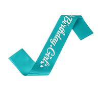 sourcing map Banda de cumpleaños para niñas con alfiler, letras de papel de aluminio plateado, suministros de decoración para mujeres, regalos de disfraces, dulce día de nacimiento, turquesa