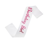 sourcing map Banda de cumpleaños para niñas con alfiler, letras rosas brillantes, suministros de decoración para mujeres, regalos de disfraces, dulce día de nacimiento, color blanco