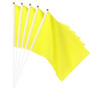 sourcing map Bandera Amarillo con Palo, Banner Bandera DIY Mini Rectángulo de Mano 30x20cm para Festival Eventos Fiesta Decoración, Paquete de 12