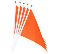 sourcing map Bandera Naranja con Palo, Banner Bandera DIY Mini Triángulo de Mano 21x14cm para Festival Eventos Fiesta Decoración, Paquete de 40