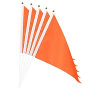 sourcing map Bandera Naranja con Palo, Banner Bandera DIY Mini Triángulo de Mano 30x20cm para Festival Eventos Fiesta Decoración, Paquete de 12