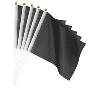 sourcing map Bandera Negra con Palo, Banner Bandera DIY Mini Rectángulo de Mano 21x14cm para Festival Eventos Fiesta Decoración, Paquete de 50