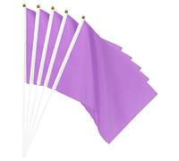 sourcing map Bandera Púrpura con Palo, Banner Bandera DIY Mini Rectángulo de Mano 30x20cm para Festival Eventos Fiesta Decoración, Paquete de 12