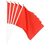 sourcing map Bandera Rojo con Palo, Banner Bandera DIY Mini Rectángulo de Mano 30x20cm para Festival Eventos Fiesta Decoración, Paquete de 25
