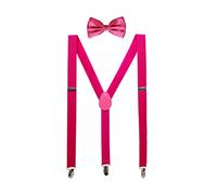 sourcing map Bandolera Tirantes Pajarita Unisexo Conjunto Forma De Y Elástica Ajustable Fucsia una talla