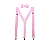 sourcing map Bandolera Tirantes Pajarita Unisexo Conjunto Forma De Y Elástica Ajustable Rosado una talla