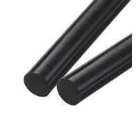 sourcing map Barra de plástico ABS redonda sólida de 10 mm x 200 mm, color negro para material de modelo de bricolaje, fabricación de modelos arquitectónicos, mesa de arena de bricolaje, paquete de 2