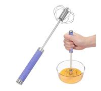 sourcing map Batidor de acero inoxidable, herramienta semiautomática de 10.8 pulgadas, batidor de huevos antiadherente para cocina, cocina, hornear, mezclar, batir, agitar, batir, azul